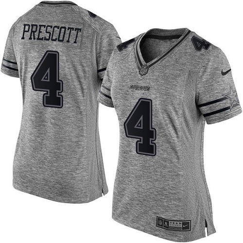 Women's Elite Dak Prescott Nike Jersey Gray - #4 Gridiron NFL Dallas Cowboys